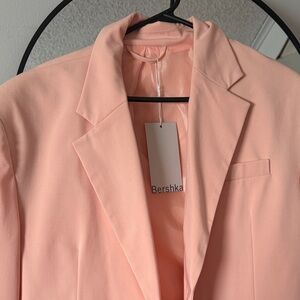 Bershka Women's Soft Pink Blazer